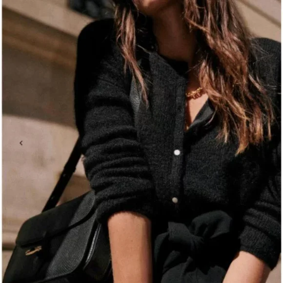 Sezane Black Cardigan Sweater - Picture 2 of 8